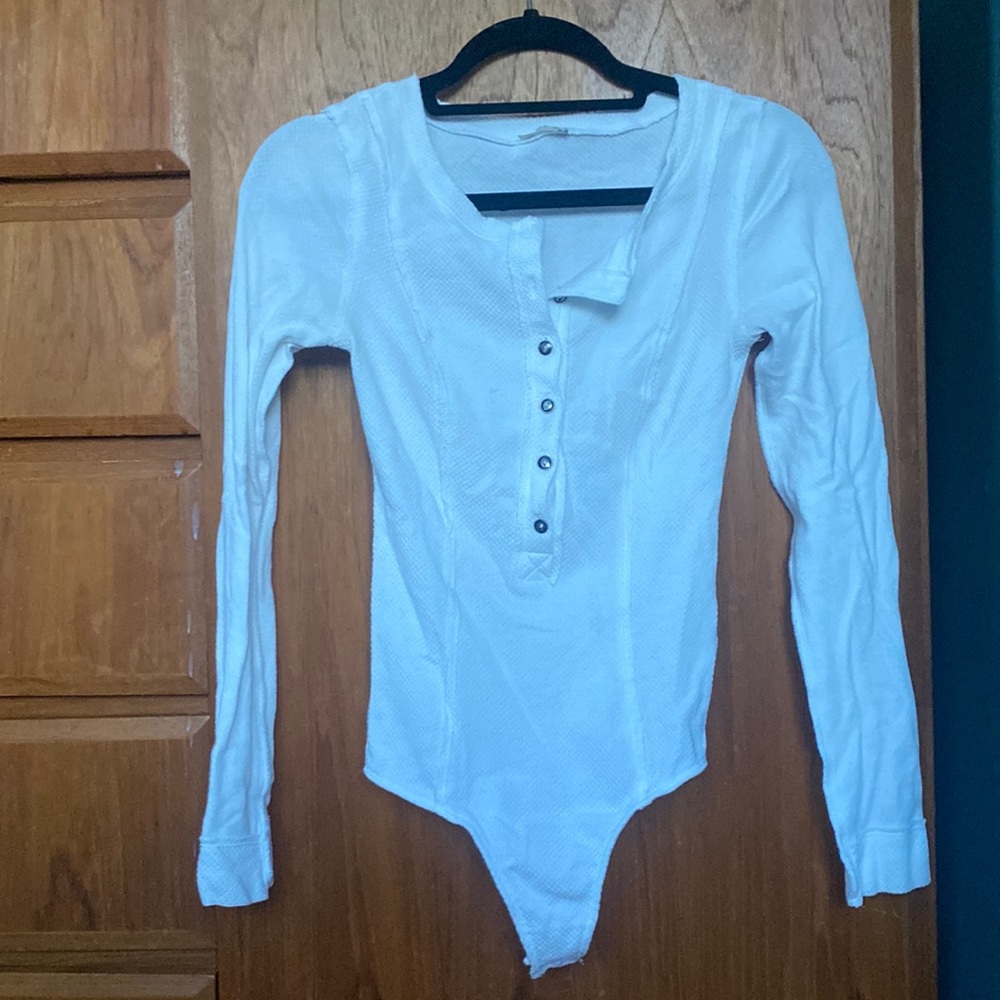 Free people white long sleeve bodysuit